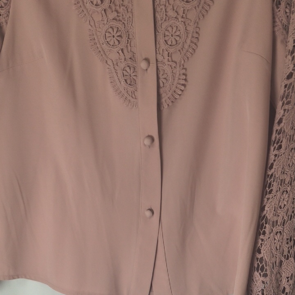 Elegant Lace Detail Pink Blouse - Picture 6 of 8